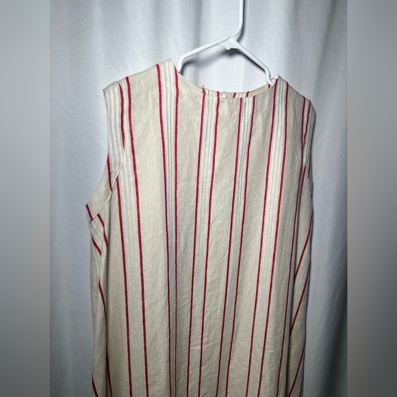 ICHI ANTIQUITES LINEN STRIPE SLEEVELESS DRESS - Picture 4 of 11